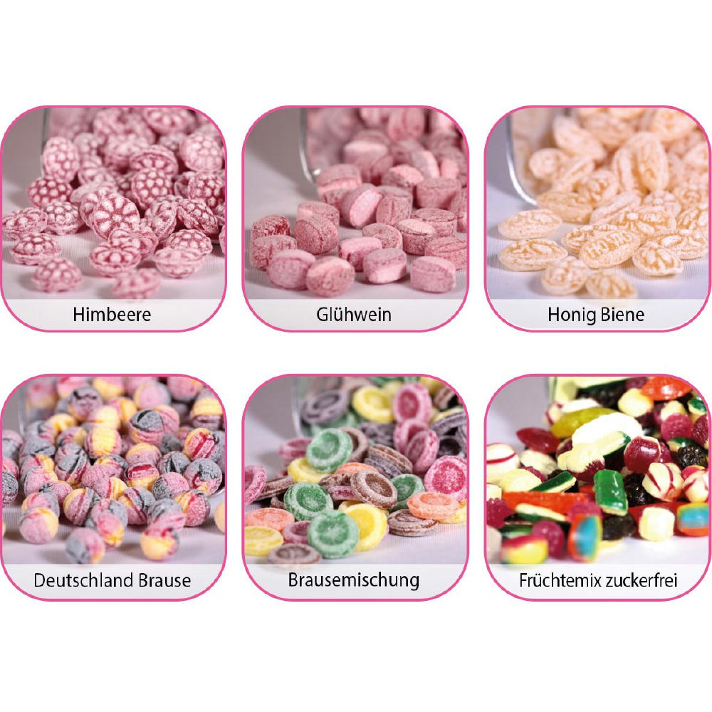 Runddose 99, weiß 120 g, Inhalt: Bonbons Deutschland Brause Werbeartikel