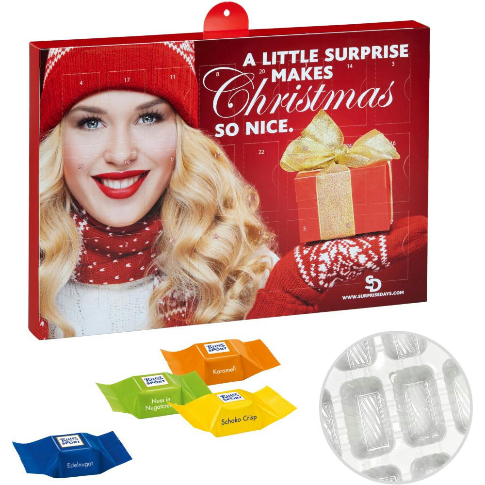 Product image Premium Präsent-Adventskalender mit Ritter Sport Schokowürfeln Werbeartikel