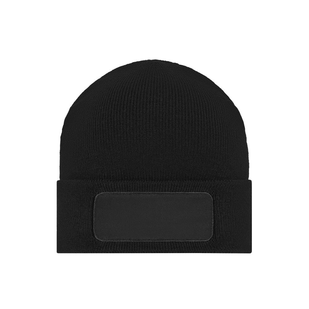 Product image Knitted Beanie with Patch (10cm x 5cm) - Klassische Strickmütze mit Baumwoll-Patch Werbeartikel