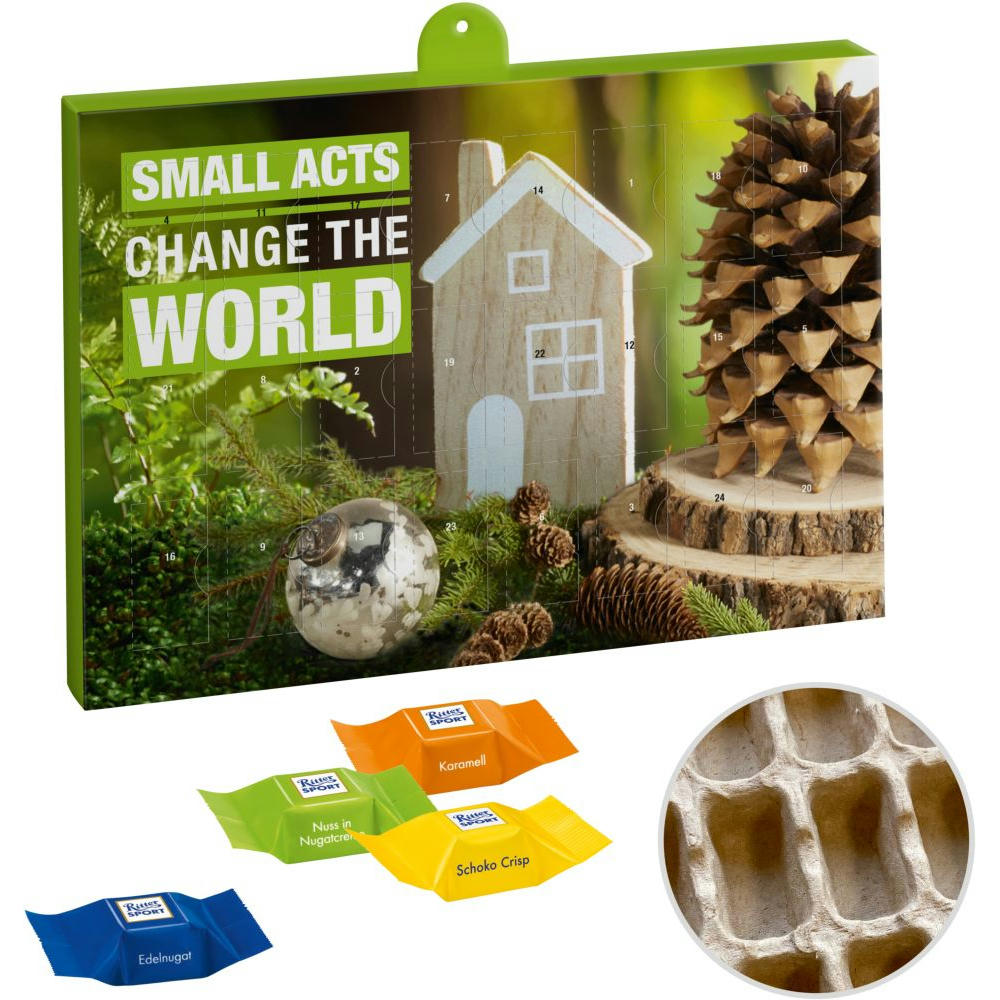 Product image Premium Präsent-Adventskalender "Eco" mit Ritter Sport Schokowürfeln Werbeartikel