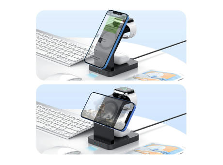2708 | Xoopar Icon 3 in 1 Magnetic Wireless charger Werbeartikel
