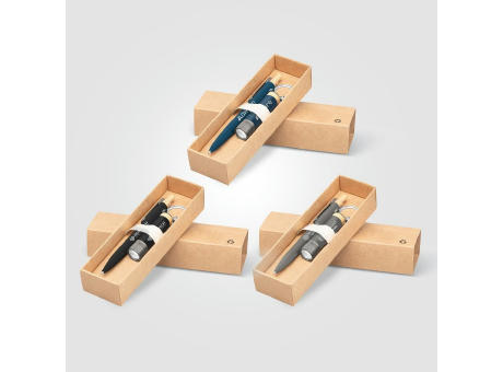 Reborn Geschenkset mit Kugelschreiber und Taschenlampe mit Bambus-Akzenten aus recyceltem Aluminium – Colourjet Werbeartikel