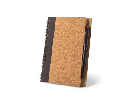 Product image VICENTE. B6-Notizbuch aus Kork und Recyceltes Polyester (100% rPET) mit Kugelschreiber Werbeartikel