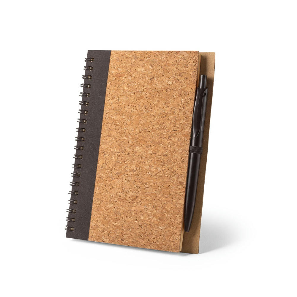 Product image VICENTE. B6-Notizbuch aus Kork und Recyceltes Polyester (100% rPET) mit Kugelschreiber Werbeartikel