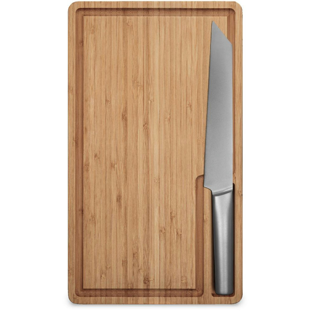 RICHARTZ CHEF de cuisine: Kochmesser in der Ablage eines Schneidebretts aus Holz – Messer mit Gravur Ihres Logos