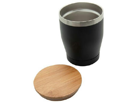 Doppelwandiger Edelstahlbecher 'Nagano' mit Bambusdeckel (L) Werbeartikel