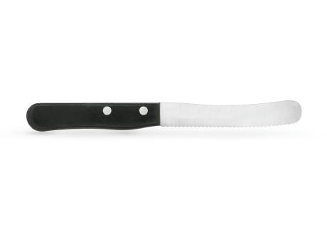 RICHARTZ Frühstück black: Frühstücksmesser mit schwarzem Griff von der Rückseite – Messer mit Gravur Ihres Logos