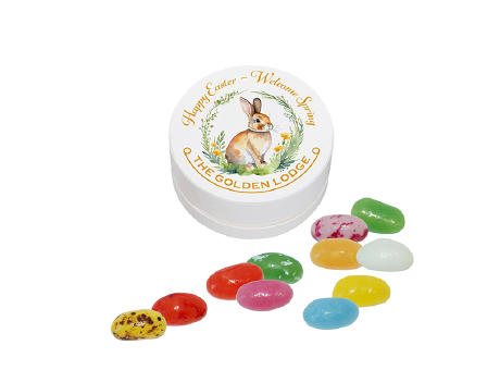 Papier XS-Taschendose mit Jelly Beans, 15g Werbeartikel
