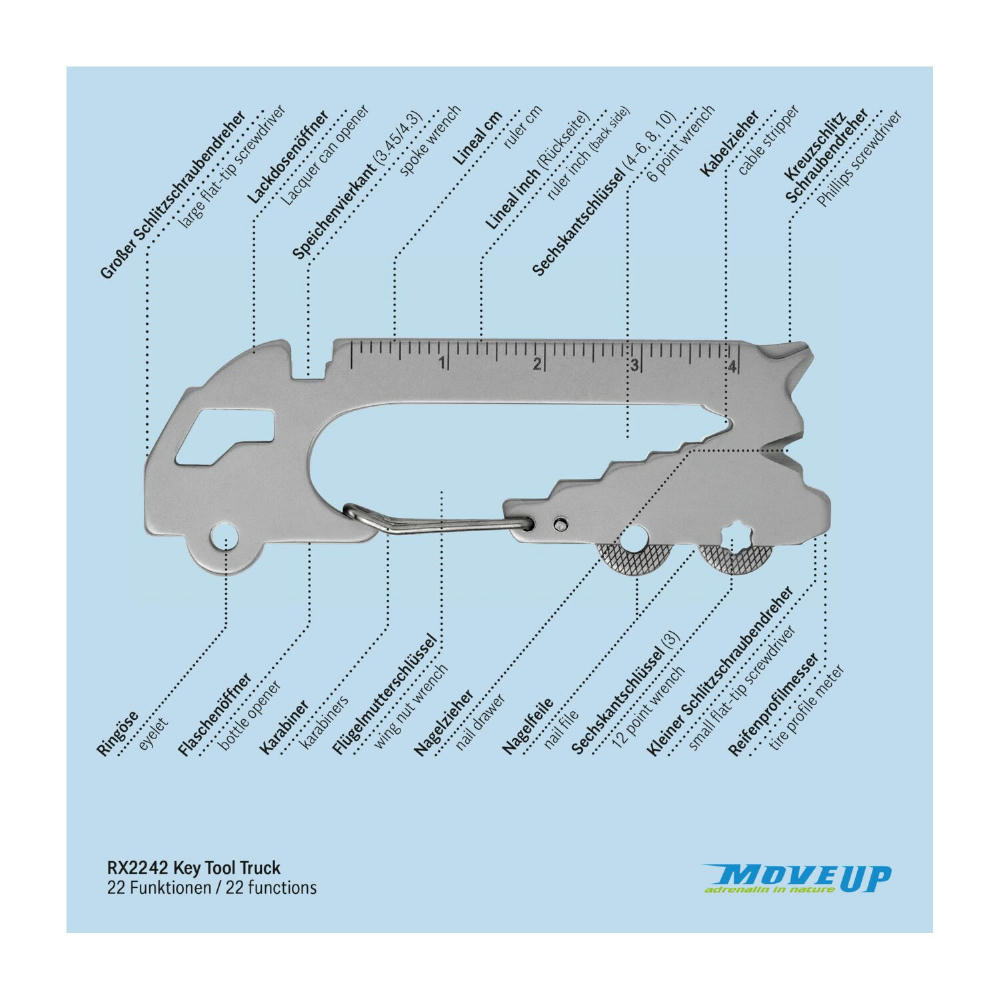 Geschenkartikel: ROMINOX® Key Tool Truck / LKW (22 Funktionen) im Motiv-Mäppchen Große Helden Werbeartikel
