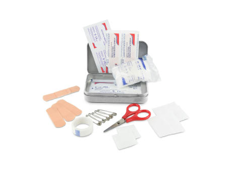 First Aid Box Compact, 27-teilig in Metalldose Werbeartikel