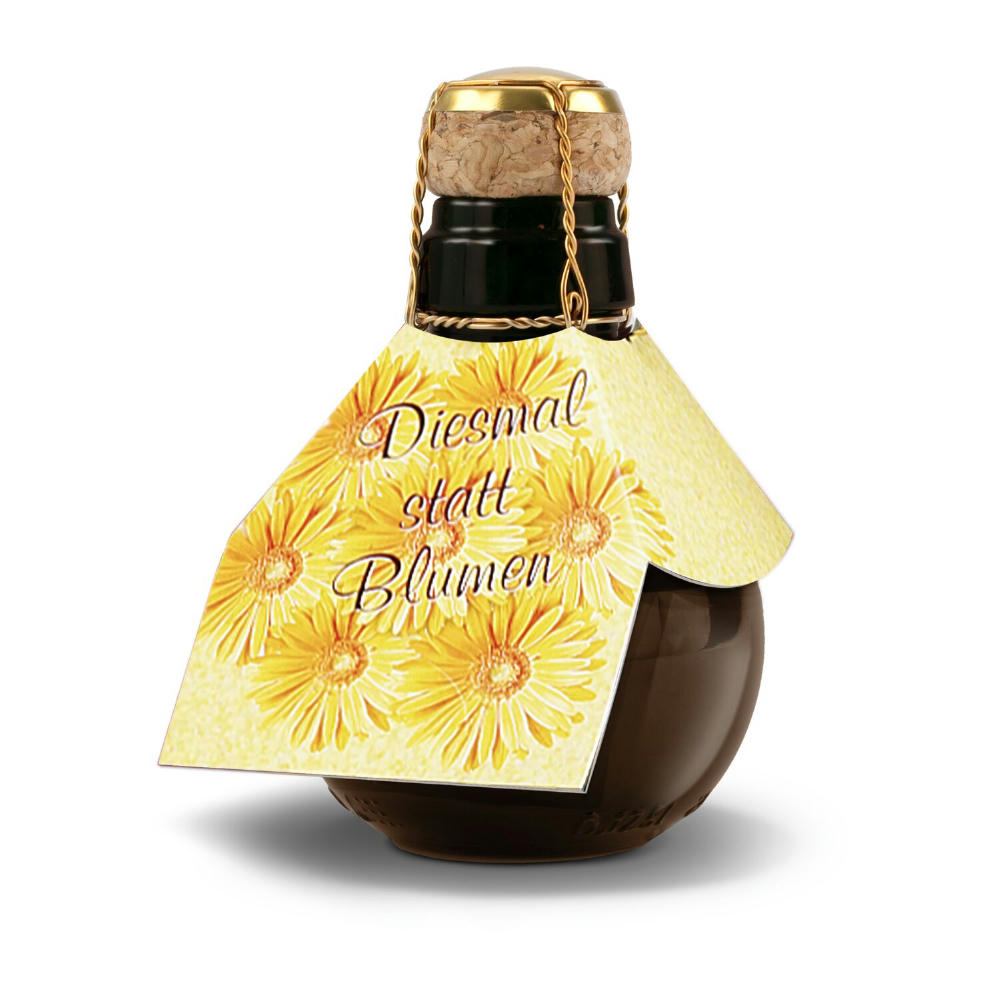 Product image Kleinste Sektflasche der Welt! Diesmal statt Blumen - Ohne Geschenkkarton, 125 ml Werbeartikel