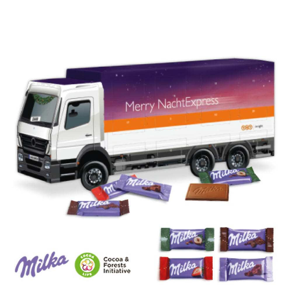 Product image 3D Adventskalender "LKW" mit Milka Schokolade Werbeartikel