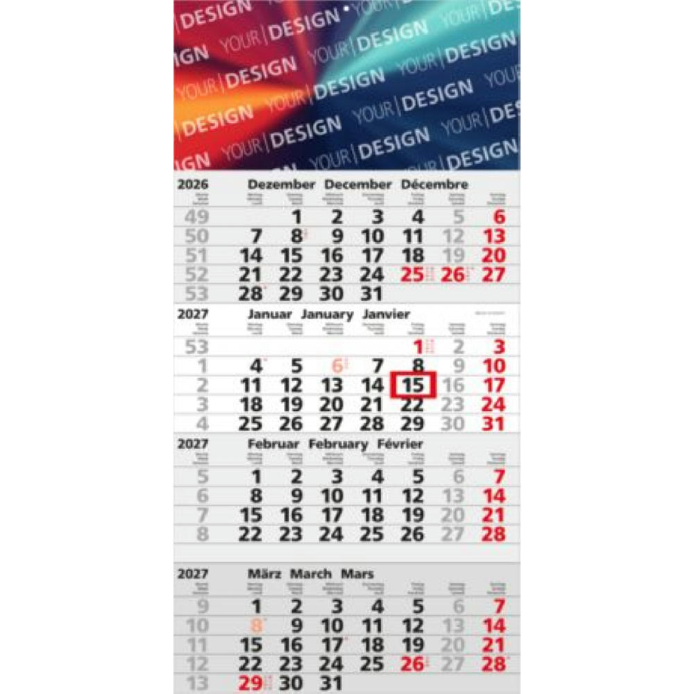 4-Monatskalender Einblatt Mega 4 Post A EXPRESS postoptimiert Werbeartikel