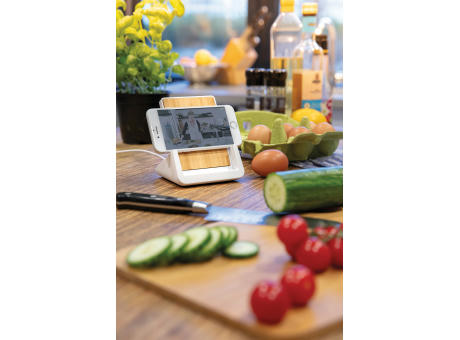 Ontario 10W Ständer aus Bambus & RCS recyceltem Kunststoff Werbeartikel