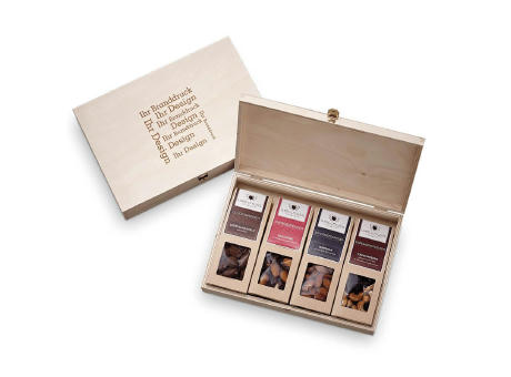 Product image 4 Premium Snacks in der Birkenholzbox Werbeartikel