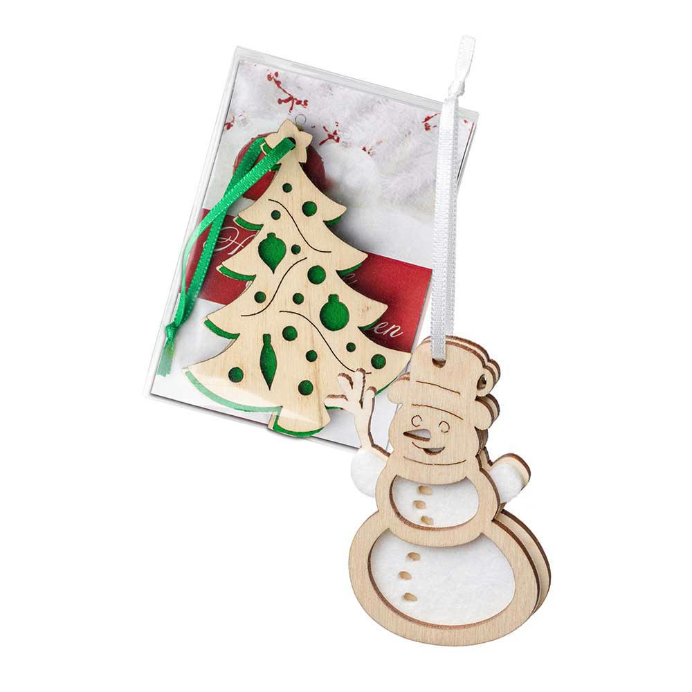 Product image Holz-Filz Anhänger - Schneemann in Box Werbeartikel