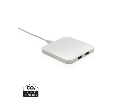 10W Wireless Charger aus RSC recycl. Kunststoff mit Dual-USB Werbeartikel