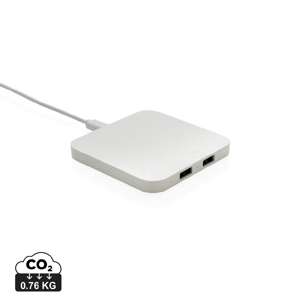 Product image 10W Wireless Charger aus RSC recycl. Kunststoff mit Dual-USB Werbeartikel