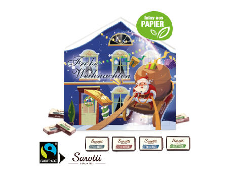 Adventskalender Weihnachtshaus "Exklusiv" mit Sarotti Fairtrade® Werbeartikel