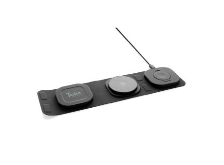 Swiss Peak 15W 3-in 1 Wireless-Reise-Charger aus RCS Plastik Werbeartikel