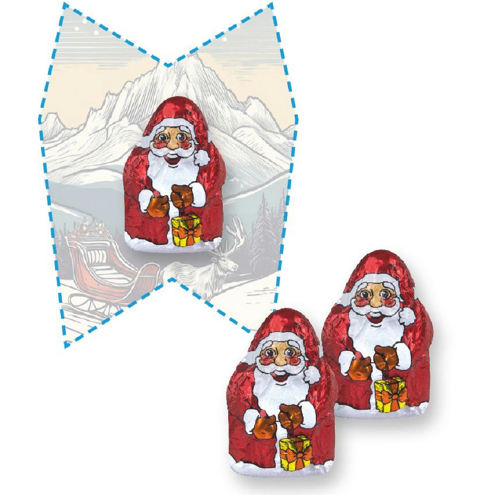Product image Mini Schoko-Weihnachtsmänner, ca. 7g, Flyer Mini eigene Form Werbeartikel