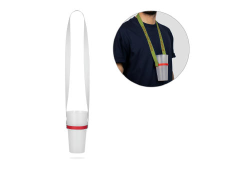 Product image BOLTON. Lanyard aus Polyerster, geeignet für Sublimation, mit Becherhalter aus Silikon Werbeartikel