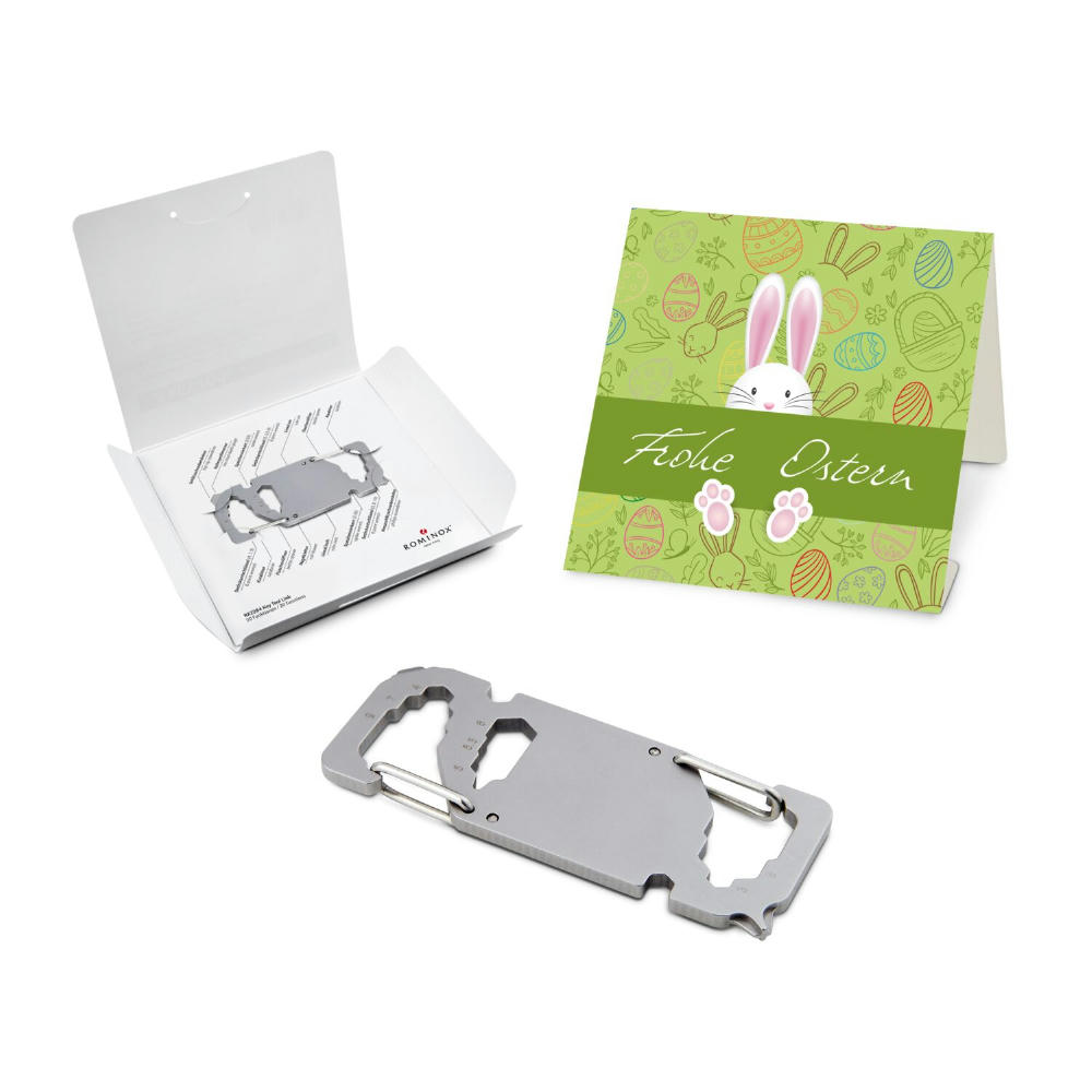 Geschenkartikel: ROMINOX® Key Tool Truck / LKW (22 Funktionen) im Motiv-Mäppchen Osterhase Werbeartikel