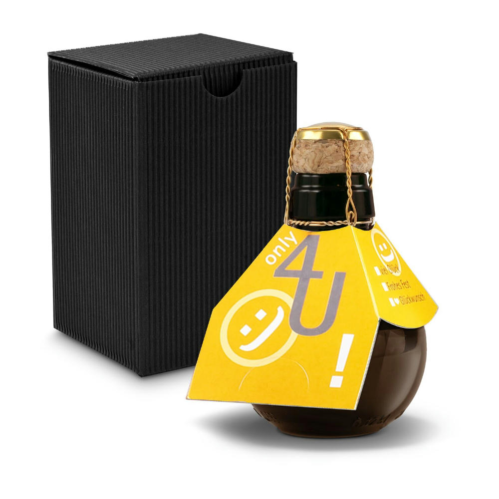 Product image Kleinste Sektflasche der Welt! Only 4 u - Inklusive Geschenkkarton in Gelb, 125 ml Werbeartikel