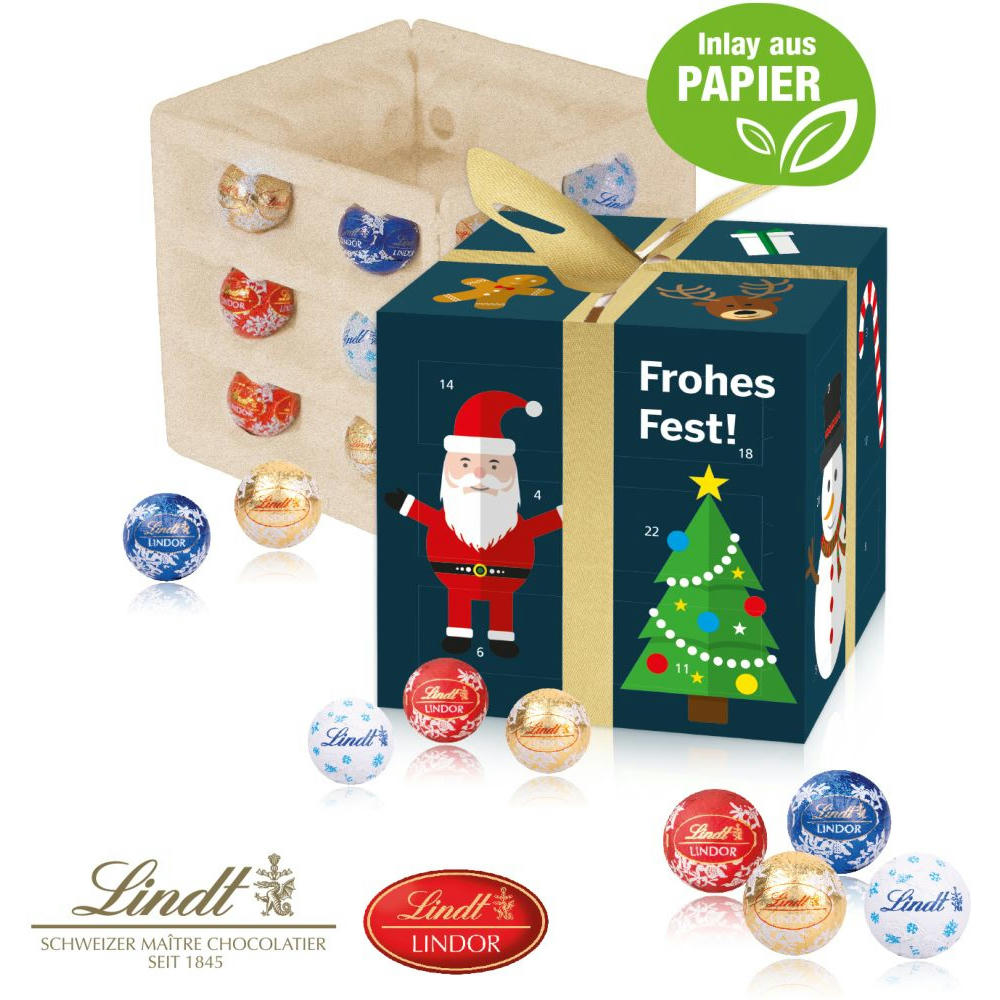 Lindt Adventskalender Cube "Geschenkzauber", Inlay aus Papier Werbeartikel