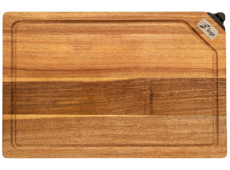 Schneidebrett aus Akazie mit Schleifer 'Shokki' Werbeartikel