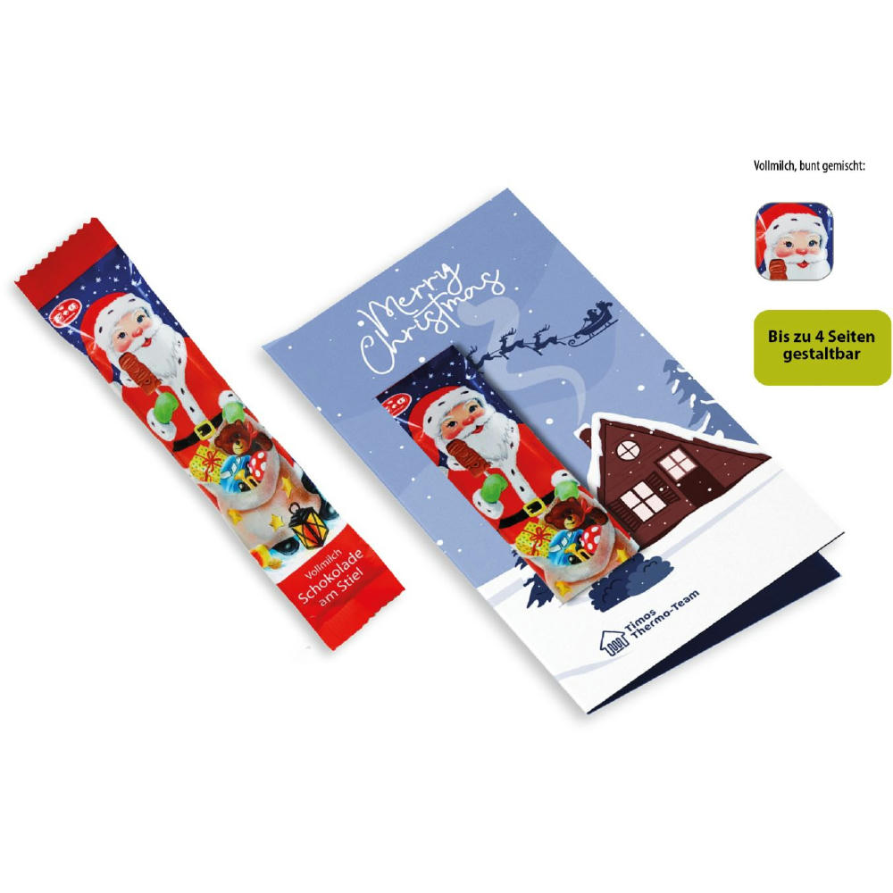 Product image Weihnachtskarte mit Schoko-Lolly, 1 Stück, Inhalt: Schoko-Lolly Weihnachten Werbeartikel