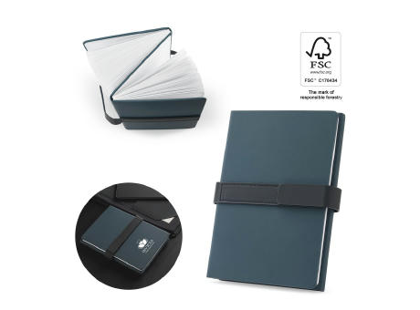 SANDERSON. A5 Notizbuch aus PU (50% recycelt) mit zwei Blöcken: linierte Seiten und unlinierte Seiten Werbeartikel