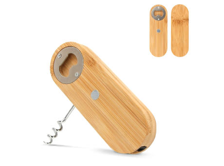 Multifunktionaler Flaschenöffner aus Bambus bedrucken
