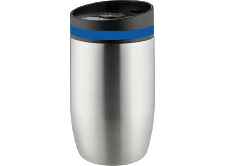 Metmaxx® Thermobecher "CremaOfficinaBudget“ silber /Ring blau Werbeartikel