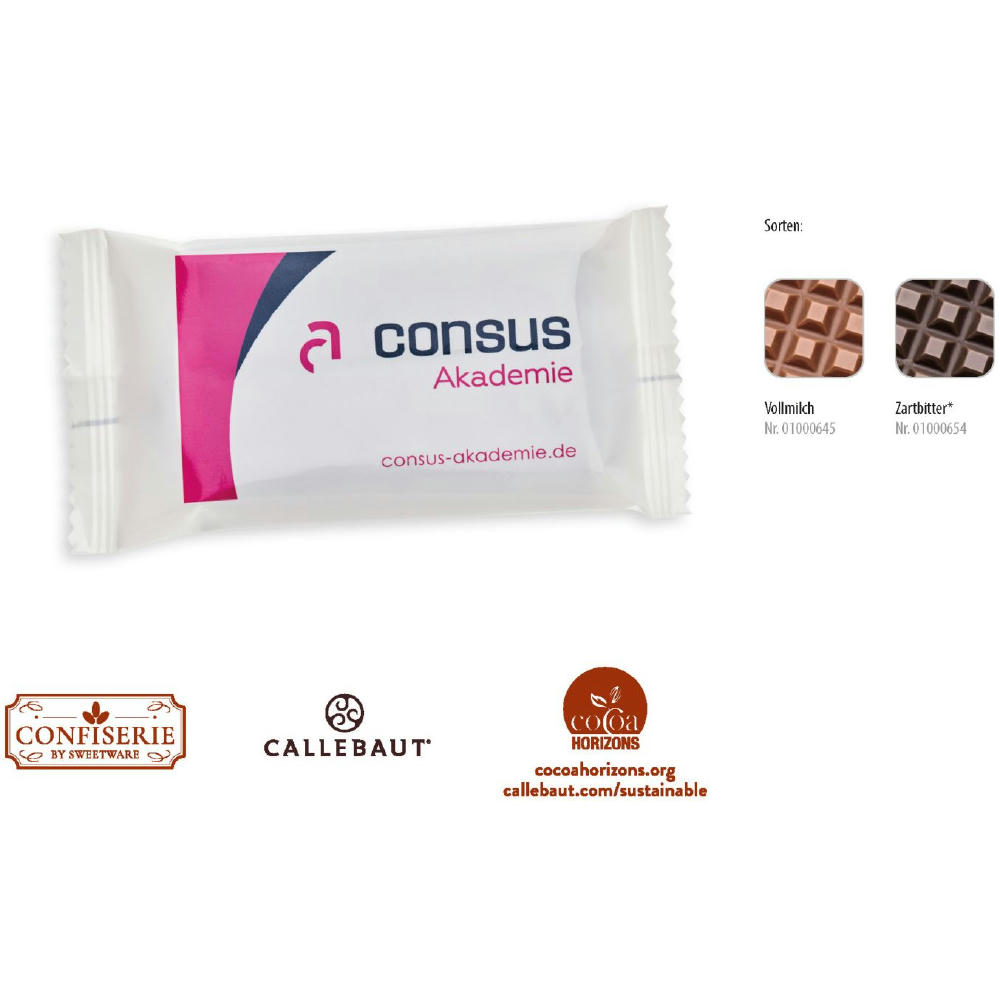Product image Schokolade 20 g Tafel, 1 Stück, Inhalt: Callebaut Vollmilch Werbeartikel