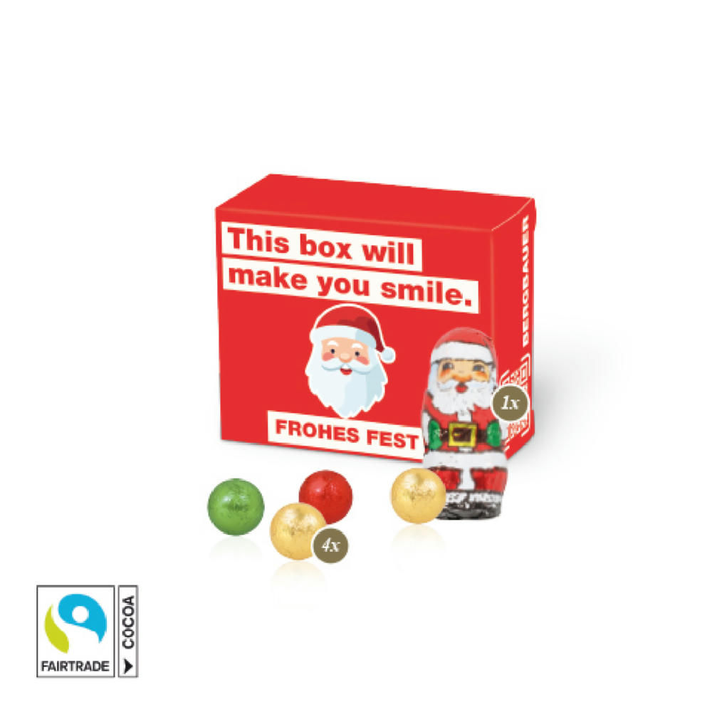 Santa Werbebox mit Fairtrade® Schokolade Werbeartikel