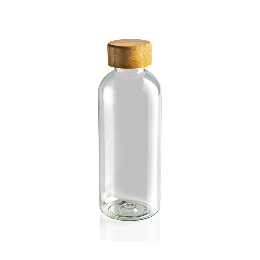RCS rPET Flasche mit Bambus-Deckel Werbeartikel