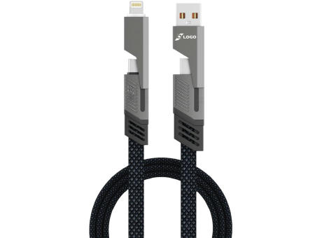 Universelles 4-in-1-Kabel 'Orlando', 1m, anthrazitgrau Werbeartikel