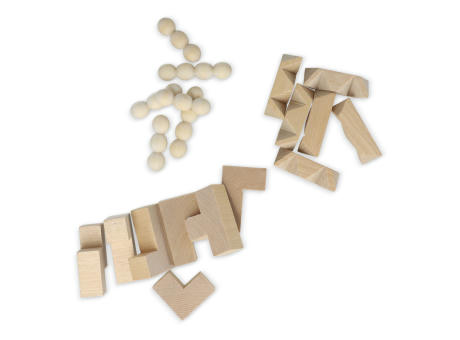 Dieses nachhaltige Set enthält drei spannende Denkspiele: ein Sternenpuzzle, ein Pyramidenpuzzle und ein 3D-Würfelpuzzle, die alle aus FSC-Holz gefertigt sind. Sie sind in einer FSC-Holzbox  Werbeartikel