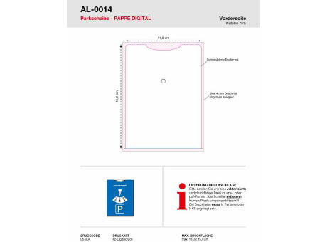 Parkscheibe Pappe Digital Werbeartikel