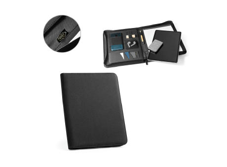 EMERGE FOLDER. A4 Mappe aus recyceltem Polyester (100% rPET) 300D mit Reißverschluss Werbeartikel