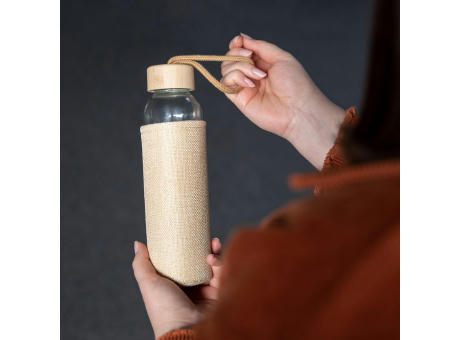 Product image Glasflasche mit Hülle "Natural", 0,5l bedrucken