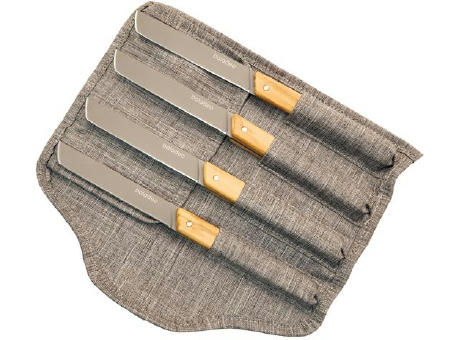 Set mit 4 Tafelmessern 'Stavanger', Olivenholz Werbeartikel