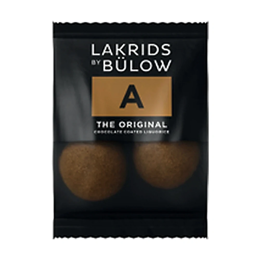 Mini Schoko-Lakritz A The Original Lakrids by Bülow, 250 Minis Lakrids by Bülow Mini A The Original: Tütchen mit zwei Schoko-Lakritzkugeln – Give-away, auch mit Logo