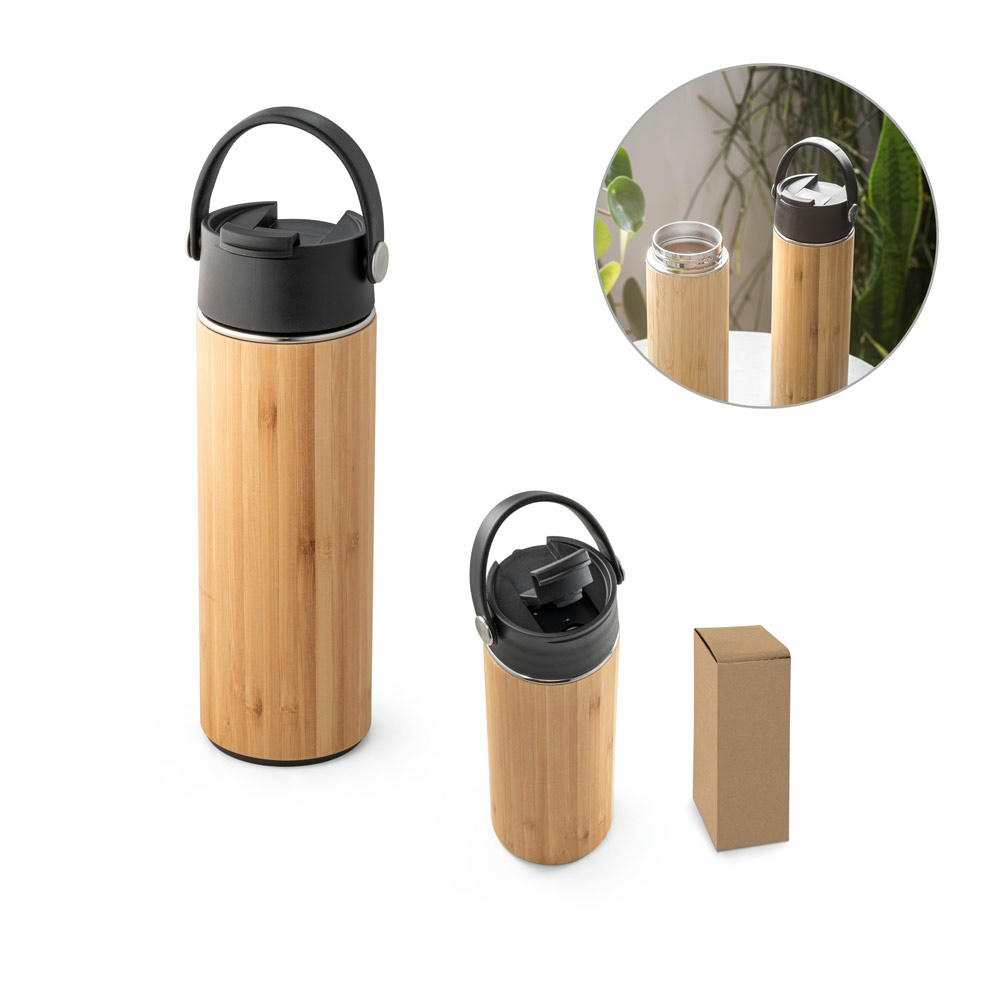 Product image LAVER. Thermosflasche aus Bambus, Edelstahl und PP 440 ml Werbeartikel