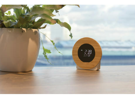 Utah Tischuhr aus RCS rKunststoff & Bambus Werbeartikel