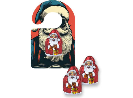 Mini Schoko-Weihnachtsmänner, ca. 7g, Flyer Mini Hänger bedrucken