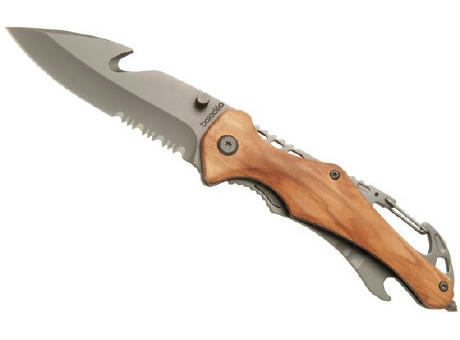 Rettungsmesser 'Emergency', Olivenholz Werbeartikel