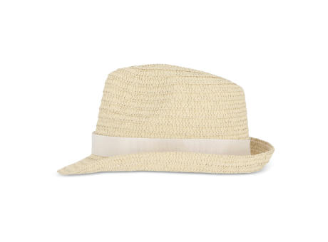 Pflanzlicher Strohhut mit farbigem Band Werbeartikel