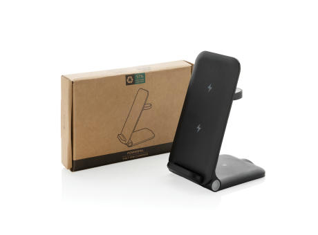 Powerpal 3-in-1 15W-Ladegerät aus RCS recyceltem Kunststoff Werbeartikel